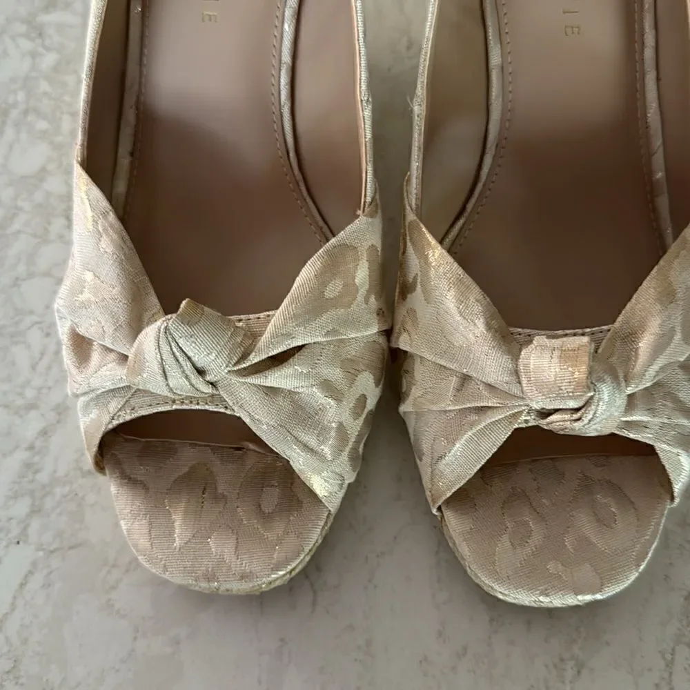 New Kelly & Katie Ivala Espadrille Wedge Toe Metallic Cheetah Print Size 8.5